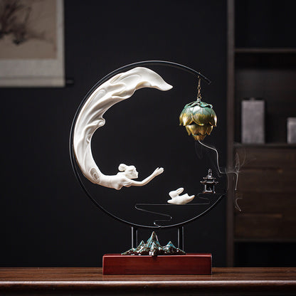 Nouveau Style chinois lampe à LED cercle salon meuble TV porche Zen