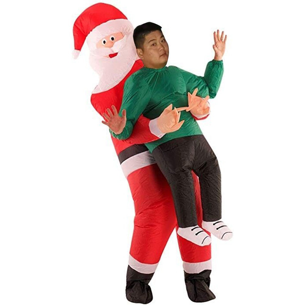 Disfraz inflable de Papá Noel con gente en brazos, disfraz de cosplay de anime navideño para fiesta navideña de adultos, prenda inflada