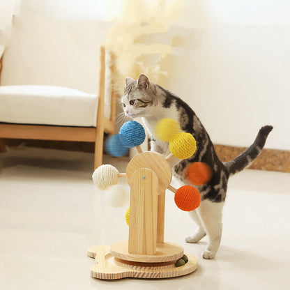 Table rotative en bois massif pour chat, planche à gratter, sisal, chanvre, produits pour animaux de compagnie