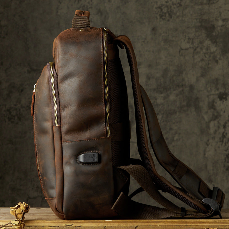 Handmade Retro Mad Horse Leather Backpack