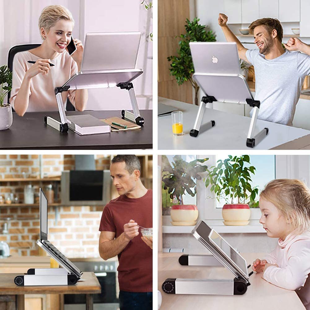 Mesa de soporte ajustable para computadora portátil para oficina, soporte de elevación plegable portátil, diseño ergonómico de aluminio, escritorio de oficina o hogar adecuado para iPad Plataforma Amazon prohibida