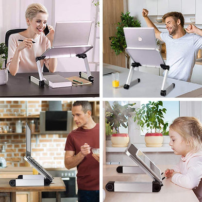 Mesa de soporte ajustable para computadora portátil para oficina, soporte de elevación plegable portátil, diseño ergonómico de aluminio, escritorio de oficina o hogar adecuado para iPad Plataforma Amazon prohibida