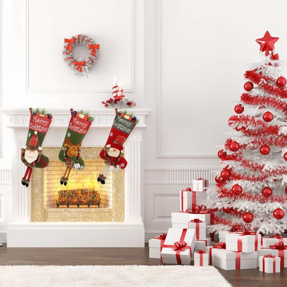 Juego de medias grandes de Navidad para Año Nuevo 2024, decoraciones navideñas, calcetines grandes de peluche en 3D, colgantes para árbol de Navidad, suministros de decoración