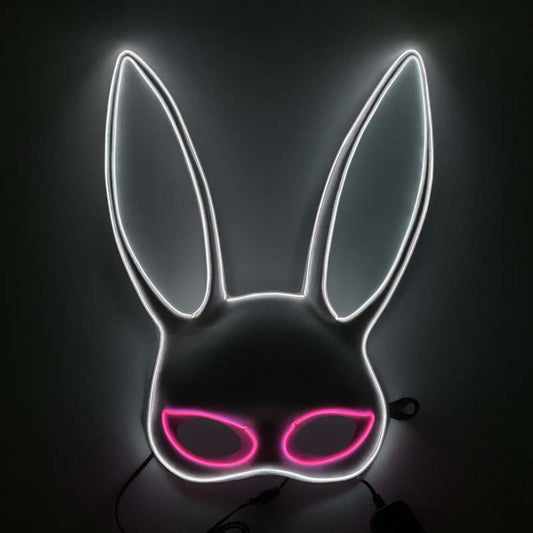 Masque de fille de lapin demi-visage lumière froide légère