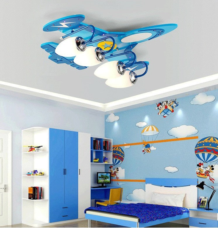 Plafond LED pour chambre d'enfant, lampe créative de Protection des yeux avec dessin animé d'avion