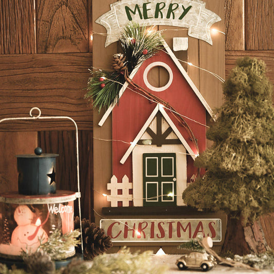 Christmas Decorations Wooden House Ornaments