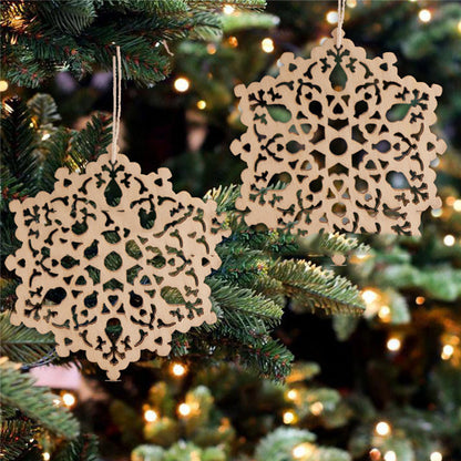 Hollow Out Snowflake Home Decoration Christmas Tree Pendant Wood