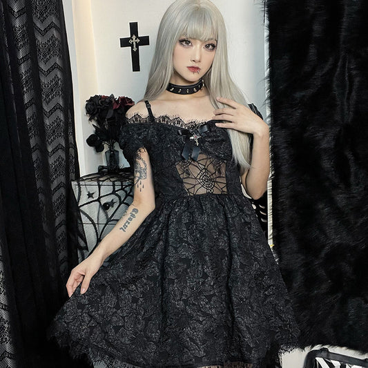 Robe courte gothique sombre d'Halloween