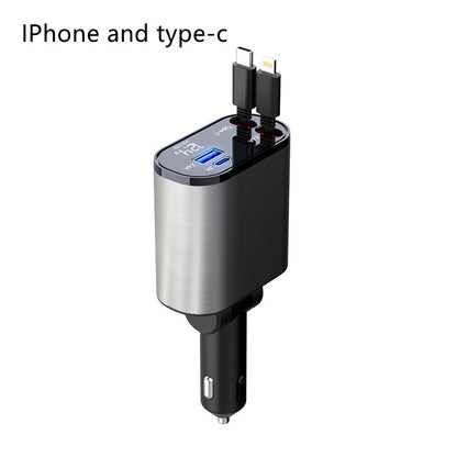 Cargador de coche de metal, encendedor de cigarrillos de carga súper rápido de 100W, adaptador USB y TYPE-C