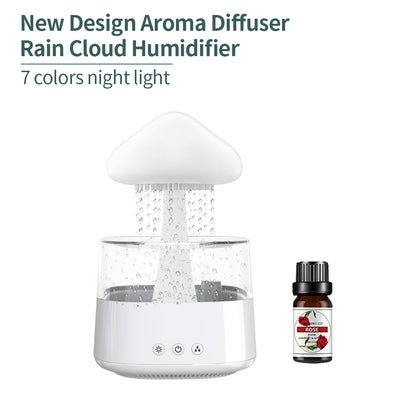 Factory Wholesale New Rain Cloud USB Humidifier Water Drip Mushroom Rain Cloud Diffuser Water Drop Sound Aroma Lamp For Household