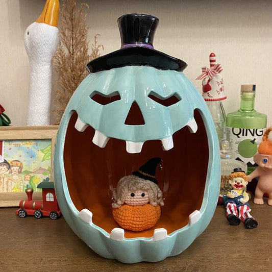 Adornos navideños de cerámica con forma de calabaza, decoraciones para ambientes de eventos con calaveras y huesos cruzados para festivales de fantasmas