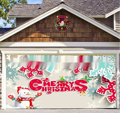 Décoration de porte de garage en tissu de fond de Noël Bannière de fête de vacances Tapisserie Amazon