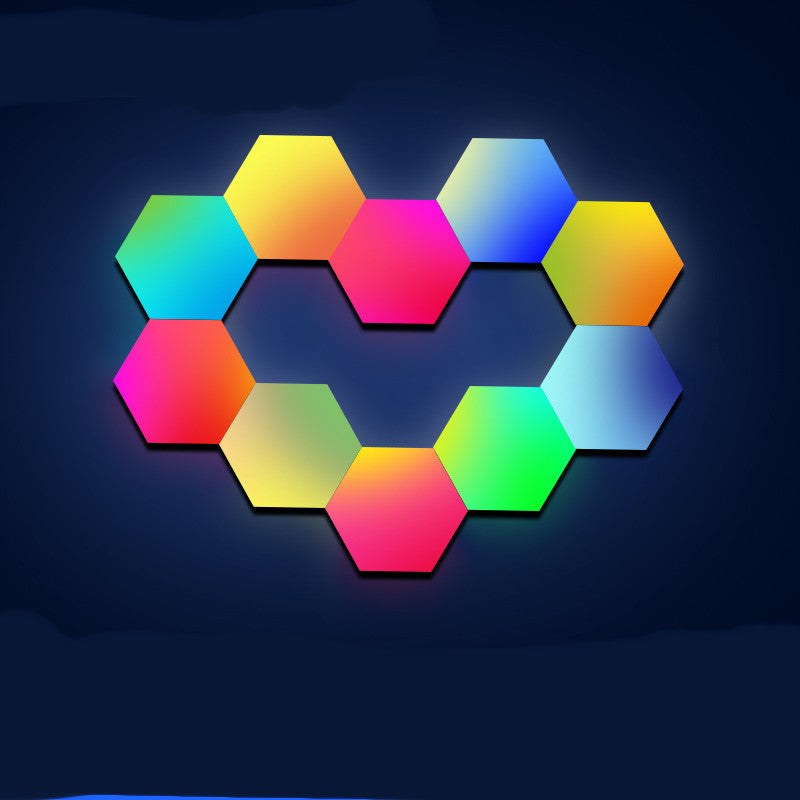 Lámpara de pared del dormitorio del panal de la inducción de la luz cuántica elegante de la atmósfera del juego que cambia de color colorido