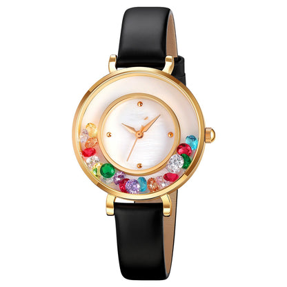 Elegante reloj de mujer exquisito con bola de piedras preciosas