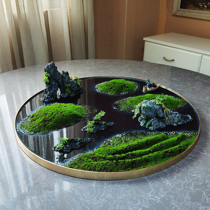 Ensemble de salle à manger de paysage Miniature rond de décoration de noyau de Table