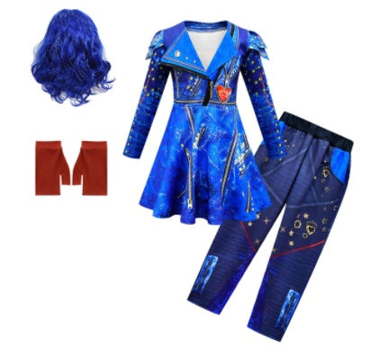 Ensemble de costumes d'Halloween pour enfants de couleur bleue pour filles