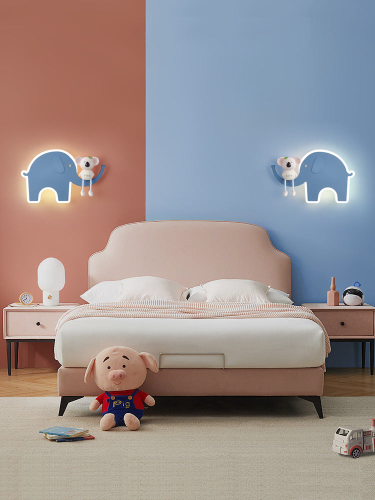 Lámpara de pared de cabecera para dormitorio infantil, lámpara de fondo de dibujos animados para habitación de niño y niña, protección para los ojos