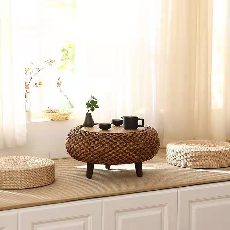 Rattan Japanese Bay Window Simple Solid Wood Small Table