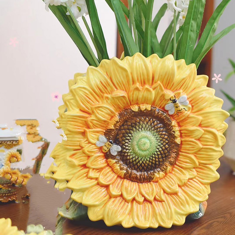 Large Flower Vase Ceramic Sunflower