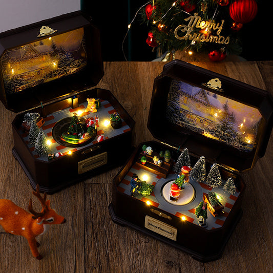 European-style Luminous Christmas Rotation Music Box