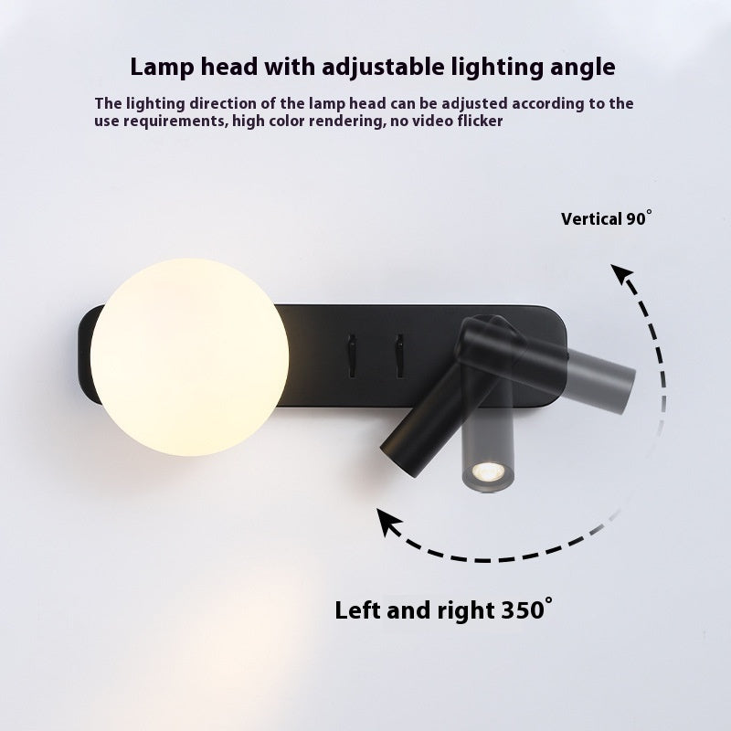 Lampe murale minimaliste moderne et tendance en forme de lune avec boule de verre pour chambre à coucher