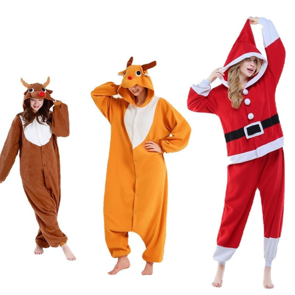 Cute Thick Warm Loungewear Polar Fleece Christmas Deer