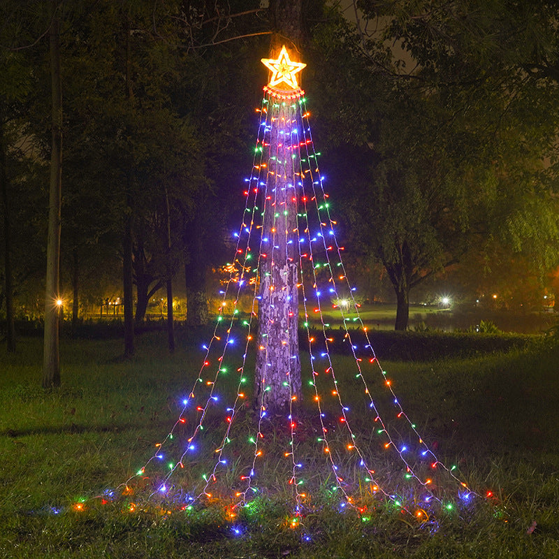 Luces LED en forma de cascada con forma de pentagrama y agua corriente para Navidad