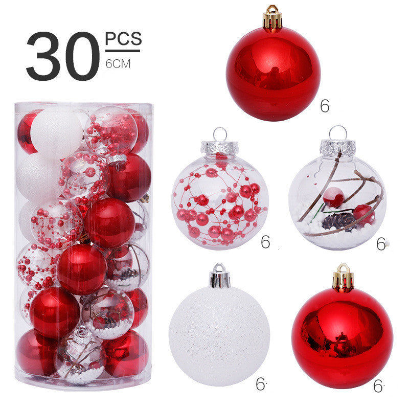 Adornos navideños Bola transparente roja y blanca Colgante para árbol de Navidad