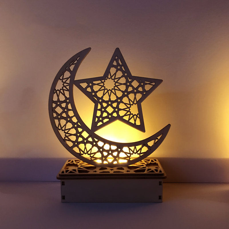 Decoración LED Eid Mubarak del palacio islámico musulmán de madera DIY