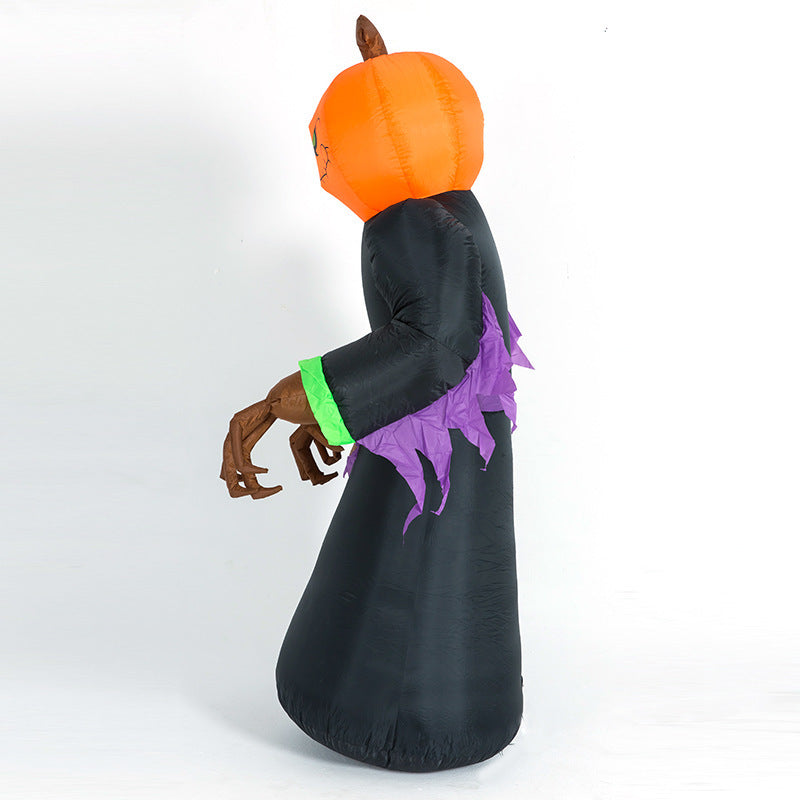 Modelo inflable de dibujos animados de bruja, gato negro y calabaza de Halloween