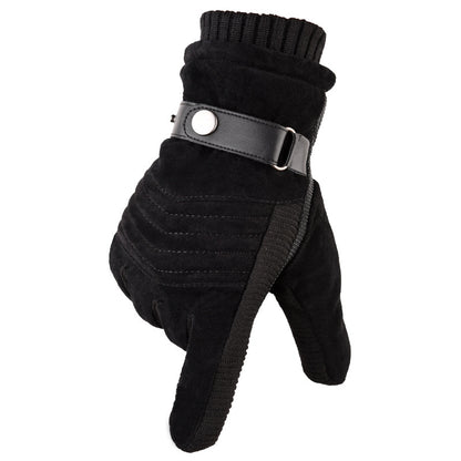 Gants de moto en cuir chaud résistant au froid