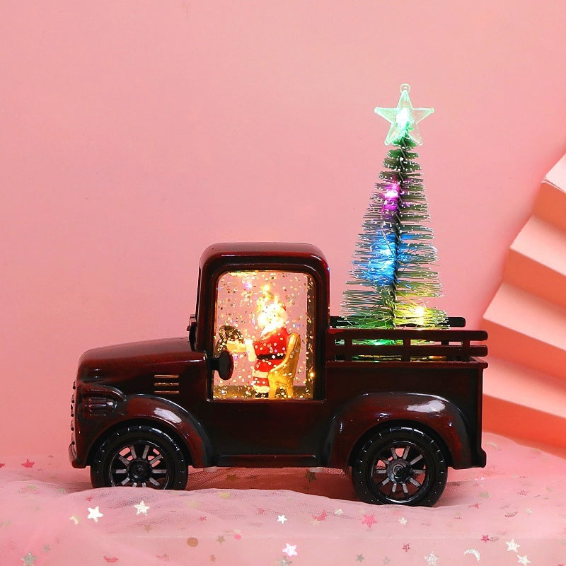 Adornos navideños Adornos de Papá Noel conduciendo un tractor