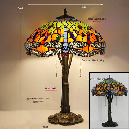 Tiffany Dragonfly Stone Table Lamp Bedroom Living Room Retro