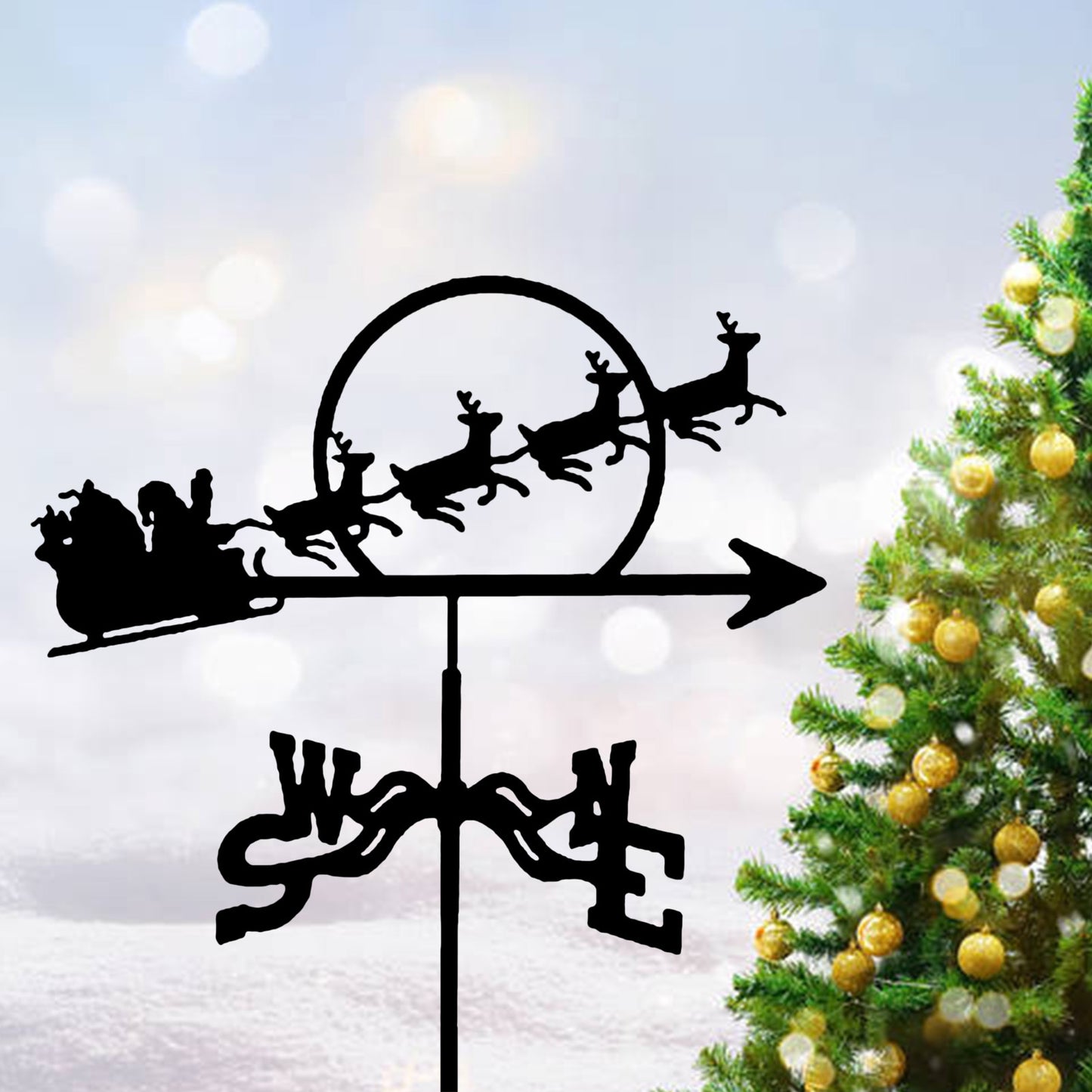 Cow Christmas Deer Weathervane Metal Silhouette