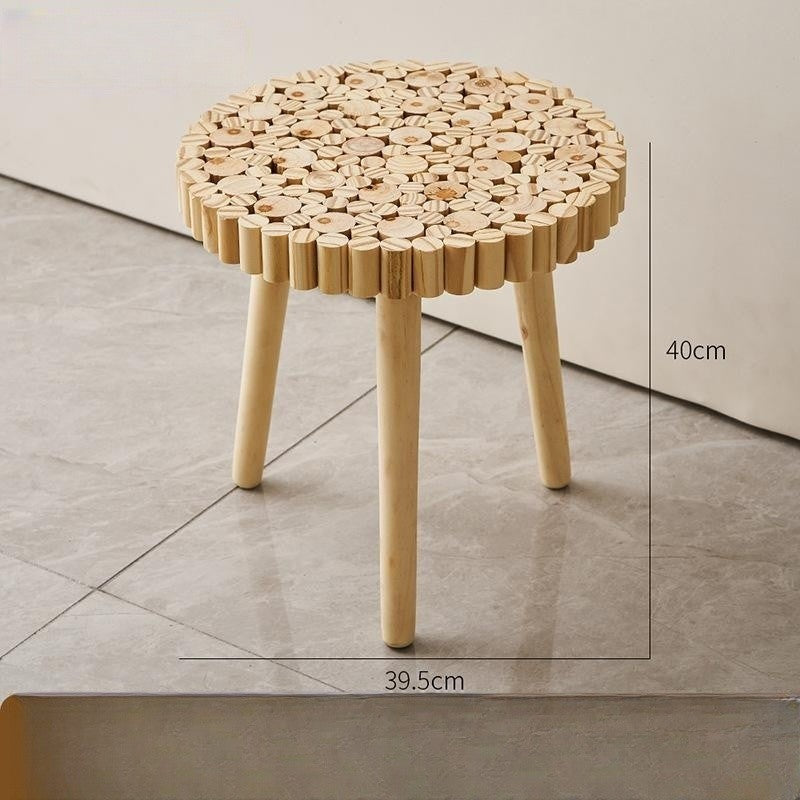 Mesa de borde de taburete bajo para el hogar, viento de troncos de estilo japonés