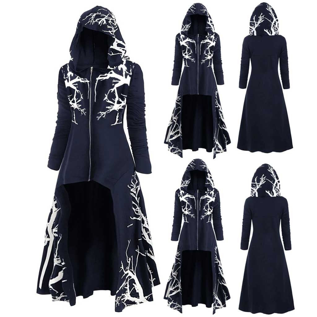 Nouveau Halloween habiller cape irrégulière imprimé à manches longues veste