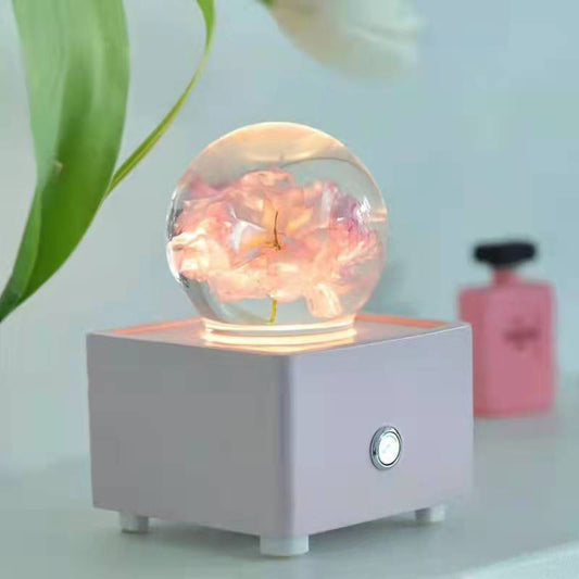 Haut-parleur Bluetooth en forme de fleur de cerisier, boule de cristal en résine