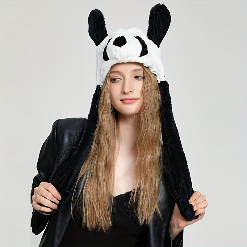 Chapeau d'oreille mobile d'animal mignon mignon panda chien grenouille chiot chapeaux en peluche Halloween Cosplay fête chapeau d'oreillette pour les femmes