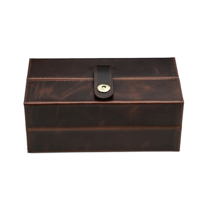 Travel Portable Magnetic Buckle Leather Watch Box