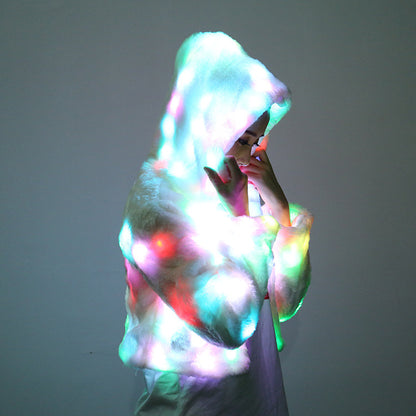 Veste en fausse fourrure avec éclairage LED coloré pour Halloween