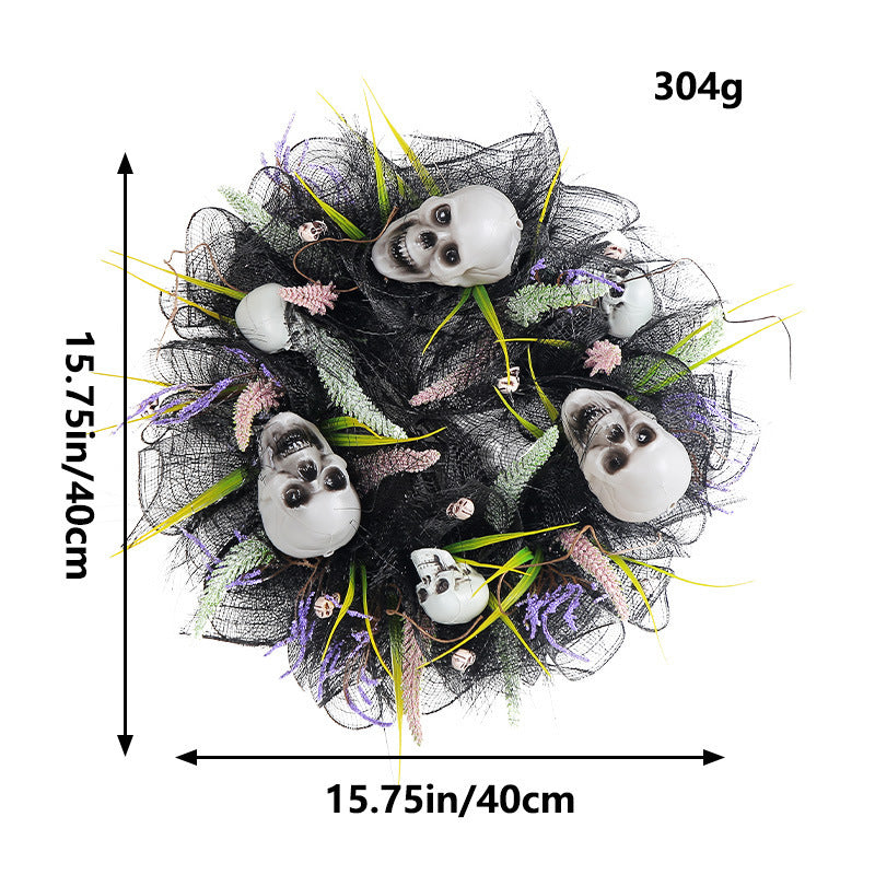 Guirlande de crânes en maille noire pour Halloween