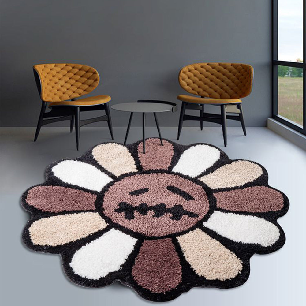 Polyester Halloween Ghost Face Flower Foot Mat Carpet