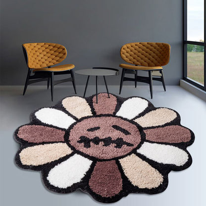 Tapis de sol en polyester avec motif de fleurs et de visages fantômes pour Halloween