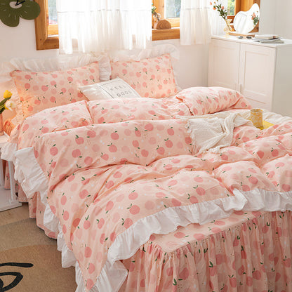 Small Floral Korean Version Bed Skirt Set Of Four Pieces