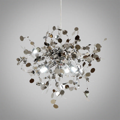 Lustre nordique minimaliste en acier inoxydable, pour salon, fenêtre, Bar, feuille d'arbre