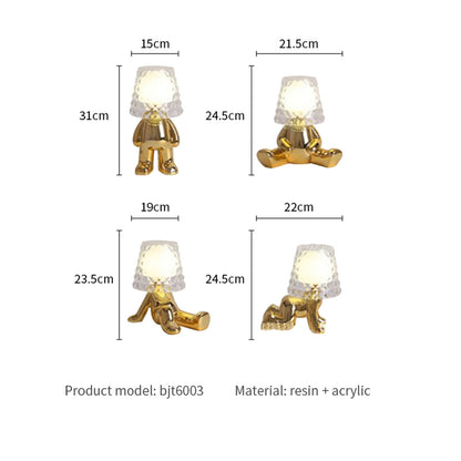 Creative And Lovely Children's Room Mini Electroplated Small Golden Man Night Light