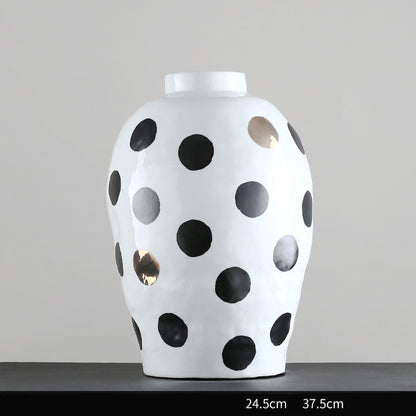 Large Wave Dot Art Big Belly Ceramic Vase Decoration Home