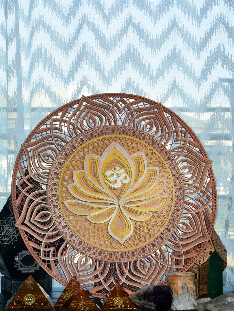 Mandala de madera obra de arte Kundalini Yoga Zen salón de té pintura decorativa