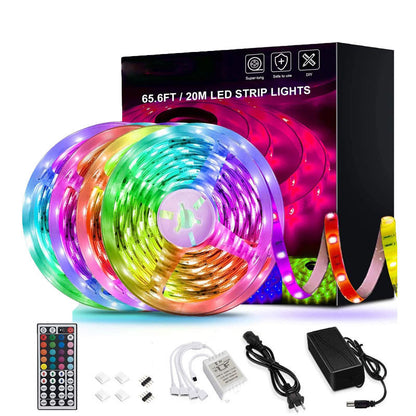 Bande lumineuse LED 5050 RGB, bande Flexible, Diode, contrôleur de 5M, décor de salle, TV, ordinateur, rétro-éclairage, décoration de noël