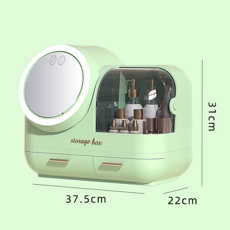 Boîte de rangement pour cosmétiques, anti-poussière, avec miroir intégré, étagère de Table de grande capacité pour bureau